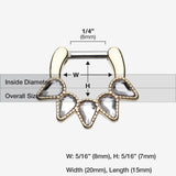 Golden Quinary Spear Septum Clicker-Clear