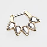 Golden Quinary Spear Septum Clicker-Clear