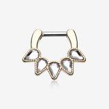 Golden Quinary Spear Septum Clicker-Clear