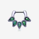 Colorline Opal Quinary Spear Septum Clicker-Purple/Black