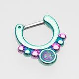Detail View 2 of Colorline Opal Grandiose Septum Clicker-Teal/Pink