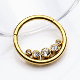 Golden Divinity Sparkle Gems Seamless Clicker Hoop Ring-Clear
