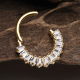 Detail View 3 of Golden Brilliant Baguette Sparkles Array Seamless Clicker Hoop Ring