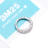 Detail View 4 of Classic Hammered Texture Steel Clicker Hoop Ring