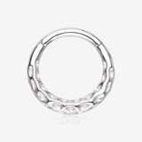 Classic Hammered Texture Steel Clicker Hoop Ring