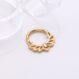 Detail View 1 of Golden Divine Leaflet Steel Clicker Hoop Ring