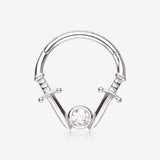 Double Dagger Sparkle Emblem Steel Clicker Hoop Ring