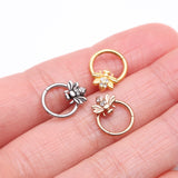 Detail View 3 of Vintage Honey Bee Sparkle Seamless Clicker Hoop Ring-Clear Gem