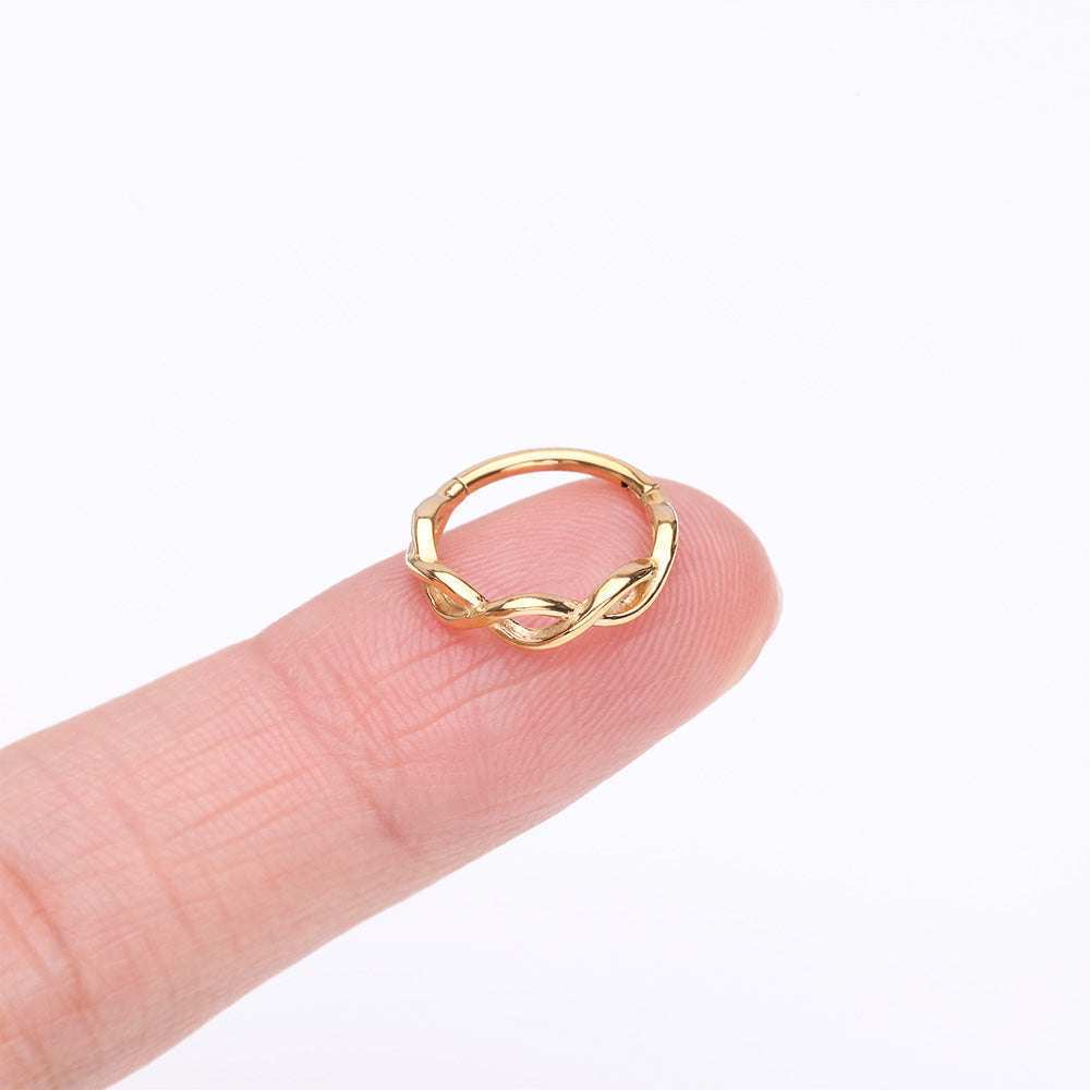 Golden Infinity Loop Steel Seamless Clicker Hoop Ring - BM25.com