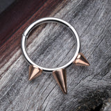 Rose Gold Triple Spikes Seamless Clicker Ring