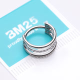 Detail View 3 of Triple Row Hoop Sparkle Rimmed Seamless Clicker Hoop Ring-Clear Gem