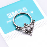 Detail View 2 of Royal Majestic Sparkle Beads Seamless Clicker Hoop Ring-Clear Gem