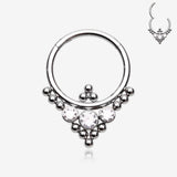 Royal Majestic Sparkle Beads Seamless Clicker Hoop Ring-Clear Gem