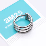 Detail View 3 of Triple Row Hoop Steel Seamless Clicker Hoop Ring
