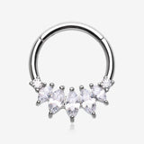 Brilliant Sparkle Marquise Grand Floral Clicker Hoop Ring