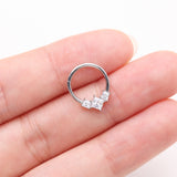 Detail View 3 of Brilliant Sparkle Princess Trio Sparkle Clicker Hoop Ring-Clear Gem