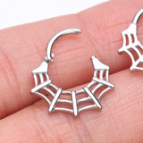 Detail View 3 of Venomous Spider Web Steel Seamless Clicker Hoop Ring