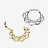 Detail View 1 of Lotus Filigree Essence Clicker Hoop Ring