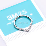 Detail View 2 of Brilliant Sparkle Chevron Seamless Clicker Hoop Ring-Clear Gem