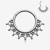Royal Bali Floral Studded Sparkle Seamless Clicker Hoop Ring