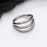 Detail View 1 of Triple Row Hoops Steel Seamless Clicker Hoop Ring