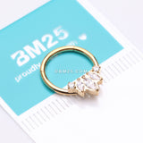 Detail View 3 of Golden Marquise Brilliance Multi-Gem Sparkle Seamless Clicker Hoop Ring-Clear Gem