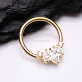 Detail View 2 of Golden Marquise Brilliance Multi-Gem Sparkle Seamless Clicker Hoop Ring-Clear Gem