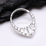 Detail View 2 of Grand Tiara Multi-Gem Sparkle Seamless Clicker Hoop Ring-Clear Gem