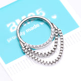 Detail View 3 of Majestic Sparkle Double Chained Seamless Clicker Hoop Ring-Clear Gem