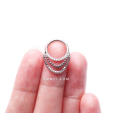 Detail View 4 of Majestic Fire Opal Double Chained Seamless Clicker Hoop Ring-White Opal