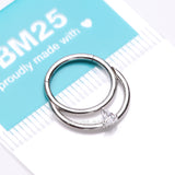 Detail View 3 of Classic Double Loop Teardop Sparkle Clicker Hoop Ring-Clear Gem