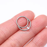 Detail View 2 of Classic Double Loop Teardop Sparkle Clicker Hoop Ring-Clear Gem