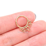 Detail View 3 of Golden Lotus Floral Filigree Elegance Clicker Hoop Ring