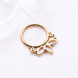 Detail View 2 of Golden Lotus Floral Filigree Elegance Clicker Hoop Ring