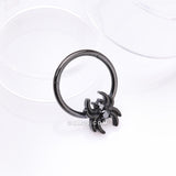 Detail View 2 of Blackline Spider Goth Sparkle Seamless Clicker Hoop Ring