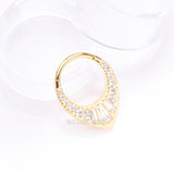 Detail View 2 of Golden Grand Tiara Multi-Gem Sparkle Seamless Clicker Hoop Ring-Clear Gem