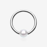 Luster Pearlescent Ball Ends Captive Bead Ring-White