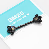 Detail View 2 of A Pair of Blackline Vintage Floral Mistress Sparkle Nipple Barbell-Black/Vitrail Medium