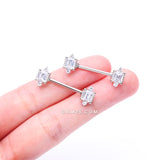 Detail View 2 of A Pair of Sparkle Renaissance Princess Cut Nipple Barbell-Clear Gem