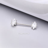 Detail View 1 of A Pair of Sparkle Renaissance Princess Cut Nipple Barbell-Clear Gem