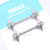Detail View 4 of A Pair of Adorable Mixed Flavor Ice Cream Cone Nipple Barbell-Clear Gem/Rose Water Opal/Aqua