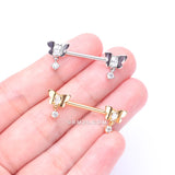 Detail View 3 of A Pair of Golden Butterfly Sparkle Dangle Sparkle Nipple Barbell-Clear Gem