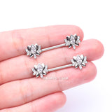 Detail View 2 of A Pair of Luscious Lotus Sparkle Nipple Barbell-Clear Gem