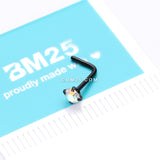Detail View 2 of Blackline Iridescent Sparkle Gem Prong Set L-Shaped Nose Ring-Aurora Borealis