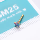 Detail View 4 of Golden Kawaii Pop Star Iridescent Sparkle Nose Stud Ring