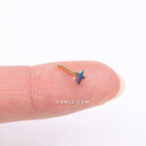 Detail View 2 of Golden Kawaii Pop Star Iridescent Sparkle Nose Stud Ring