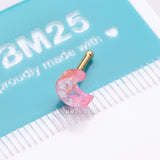 Detail View 4 of Golden Kawaii Pop Moon Glitter Sparkle Nose Stud Ring-Pink/White