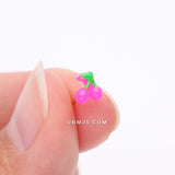 Detail View 2 of Golden Kawaii Pop Juicy Pink Cherry Nose Stud Ring