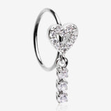 Sparkle Heart Loop Dangle Gem Drop Bendable Hoop Ring