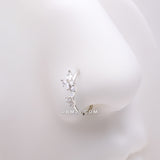 Detail View 1 of Marquise Sparkle Leaflet Vine Multi-Gem Bendable Hoop Ring-Clear Gem